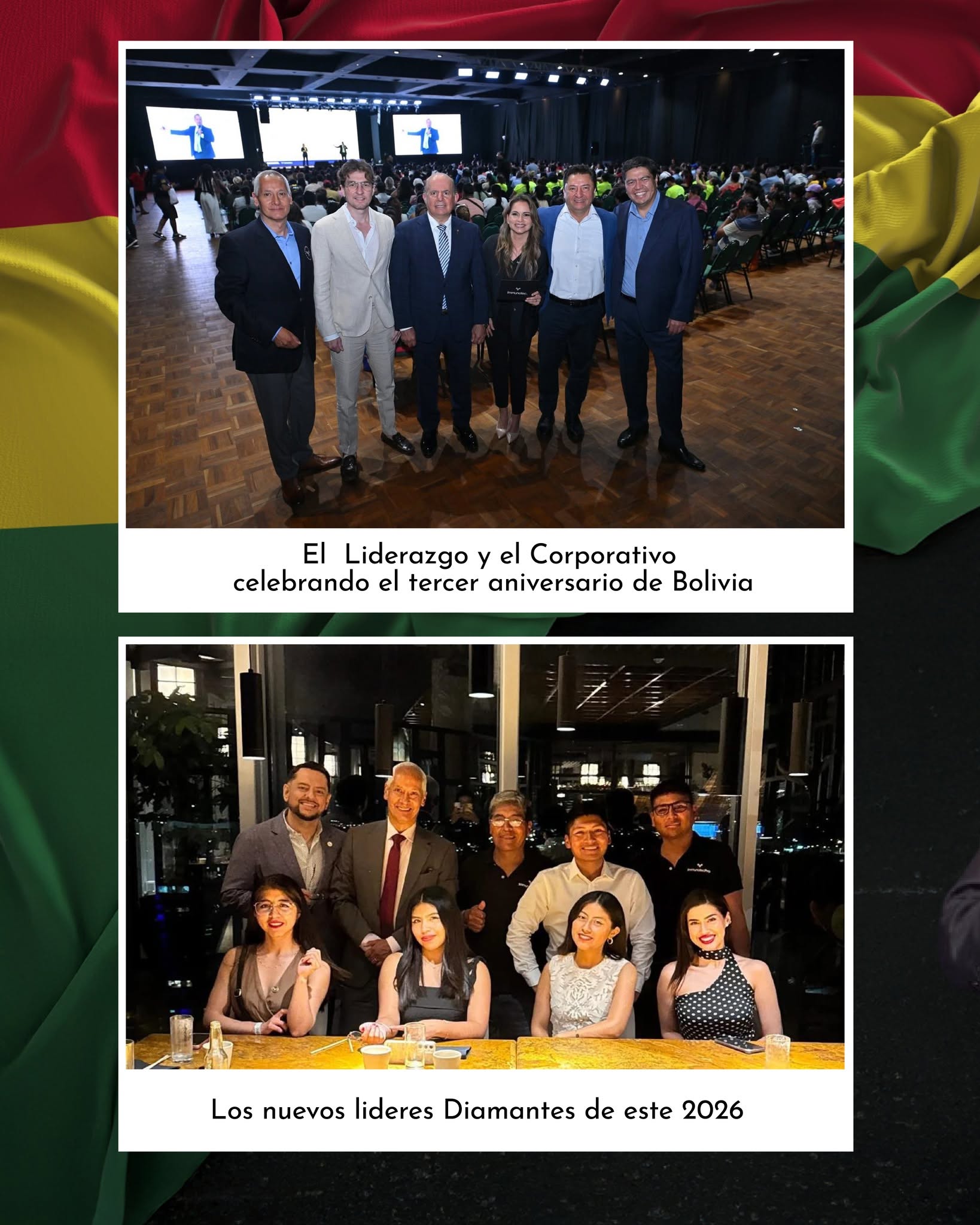 Aliro Morales junto al liderazgo corporativo y nuevos líderes Diamante de Bolivia